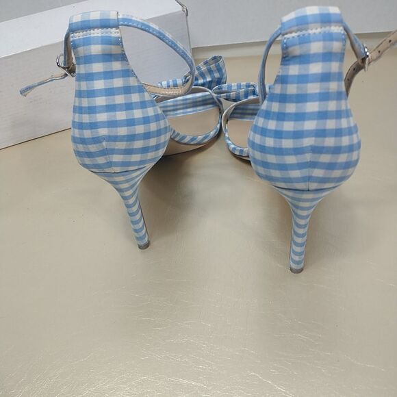 Ann Taylor Woman's SZ 11M Blue White Kingsley Gingham Bow Sandals. - Picture 5 of 11